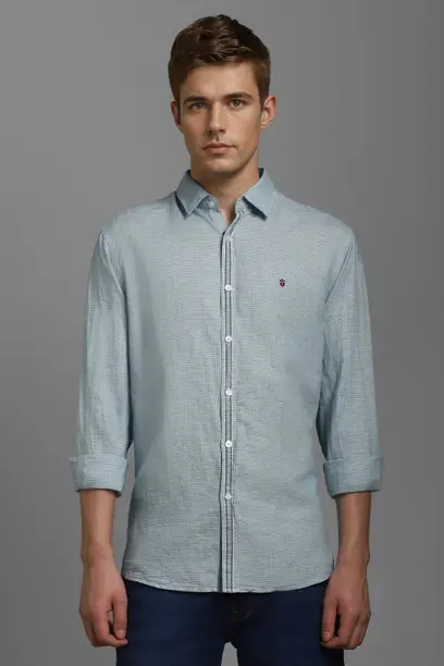Louis Philippe - Slim Fit Textured Poplin Shirt